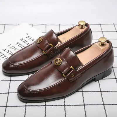 AMERICAN METAL BUCKLE SLIP-ON MEN'S SHOES
